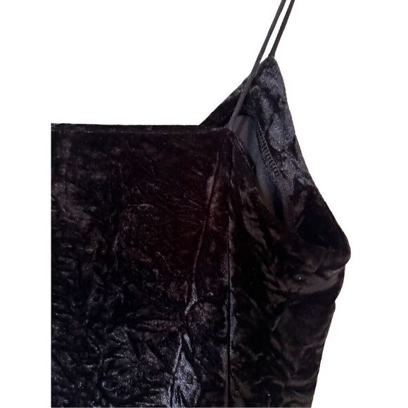 Kensie Small Mini Black Body-con Crushed Velvet Slip Dress - Picture 5 of 6